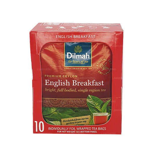 Dilmah inglise hommikusöök tee (20g) 10 individuaalselt foolium pakitud teekotid