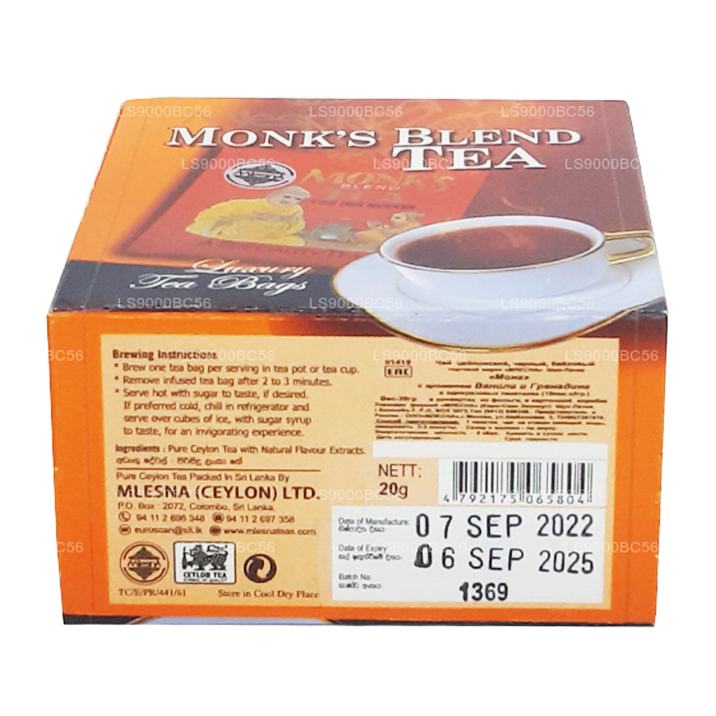 Mlesna Monk's Blend Tea (20g) 10 luksuslikku teekotti