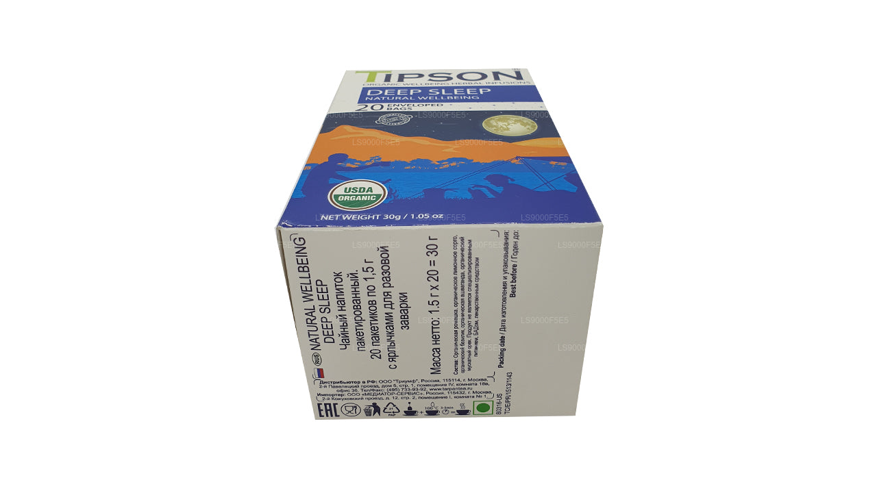 Tipson Organic Deep Sleep Natural Wellbeing 20 ümbrisega Kotid (30g)