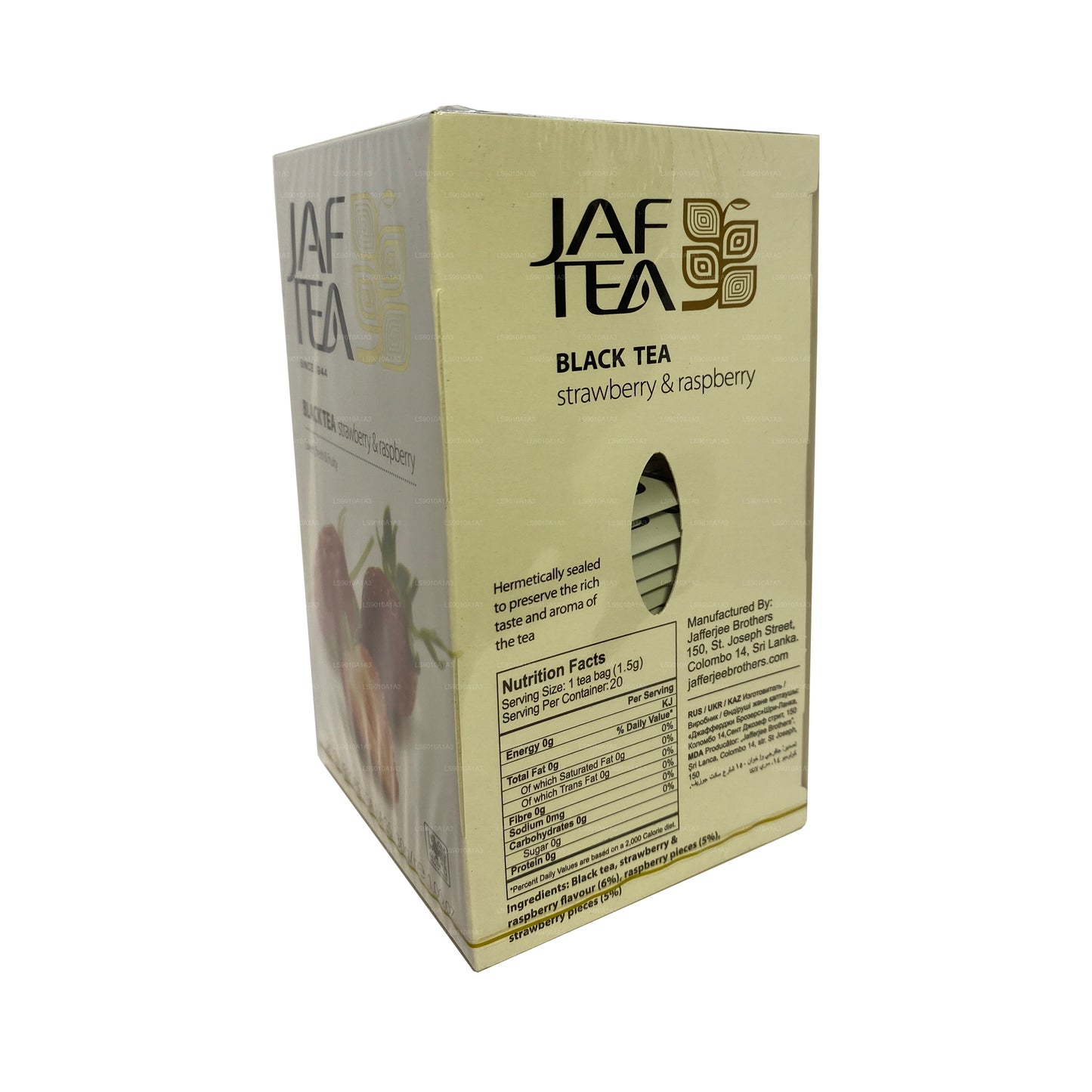 Jaf Tea Pure Fruit Collection Black Tea Maasika ja Vaarika (30g) 20 tee kotid