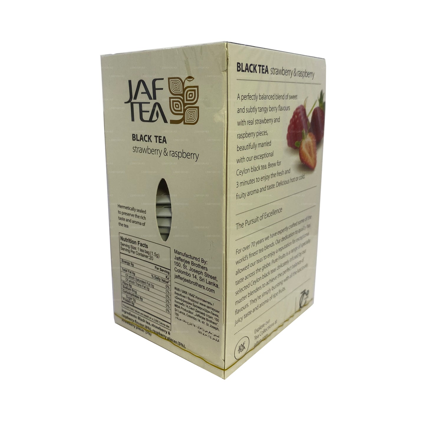 Jaf Tea Pure Fruit Collection Black Tea Maasika ja Vaarika (30g) 20 tee kotid