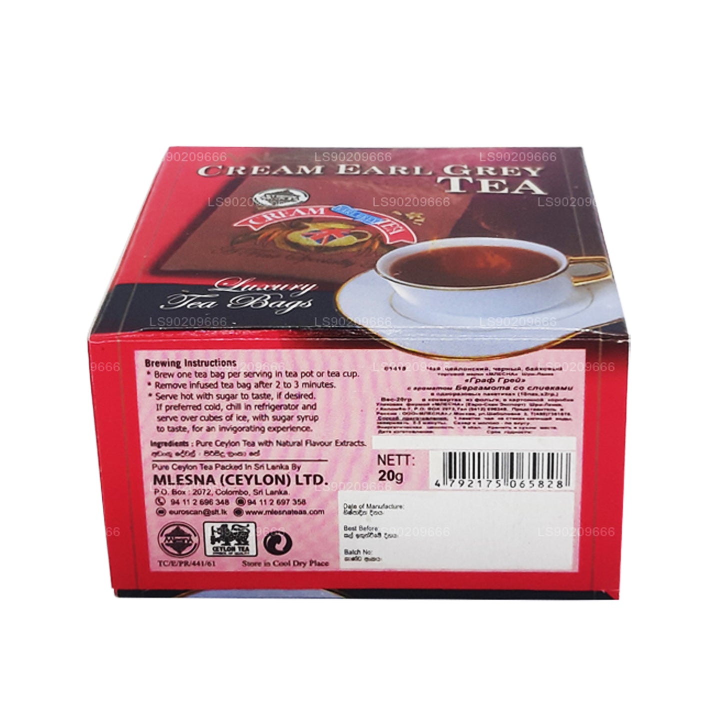 Mlesna kreem Earl Grey Tea (20g) 10 luksuslikku teekotti