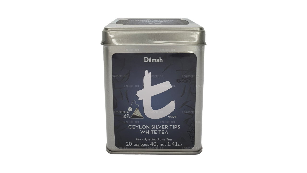 Dilmah T-seeria VSRT Tseiloni hõbe Tips Valge Tea Tin Caddy (40g) Lahtised lehed