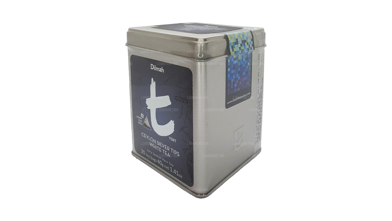 Dilmah T-seeria VSRT Tseiloni hõbe Tips Valge Tea Tin Caddy (40g) Lahtised lehed