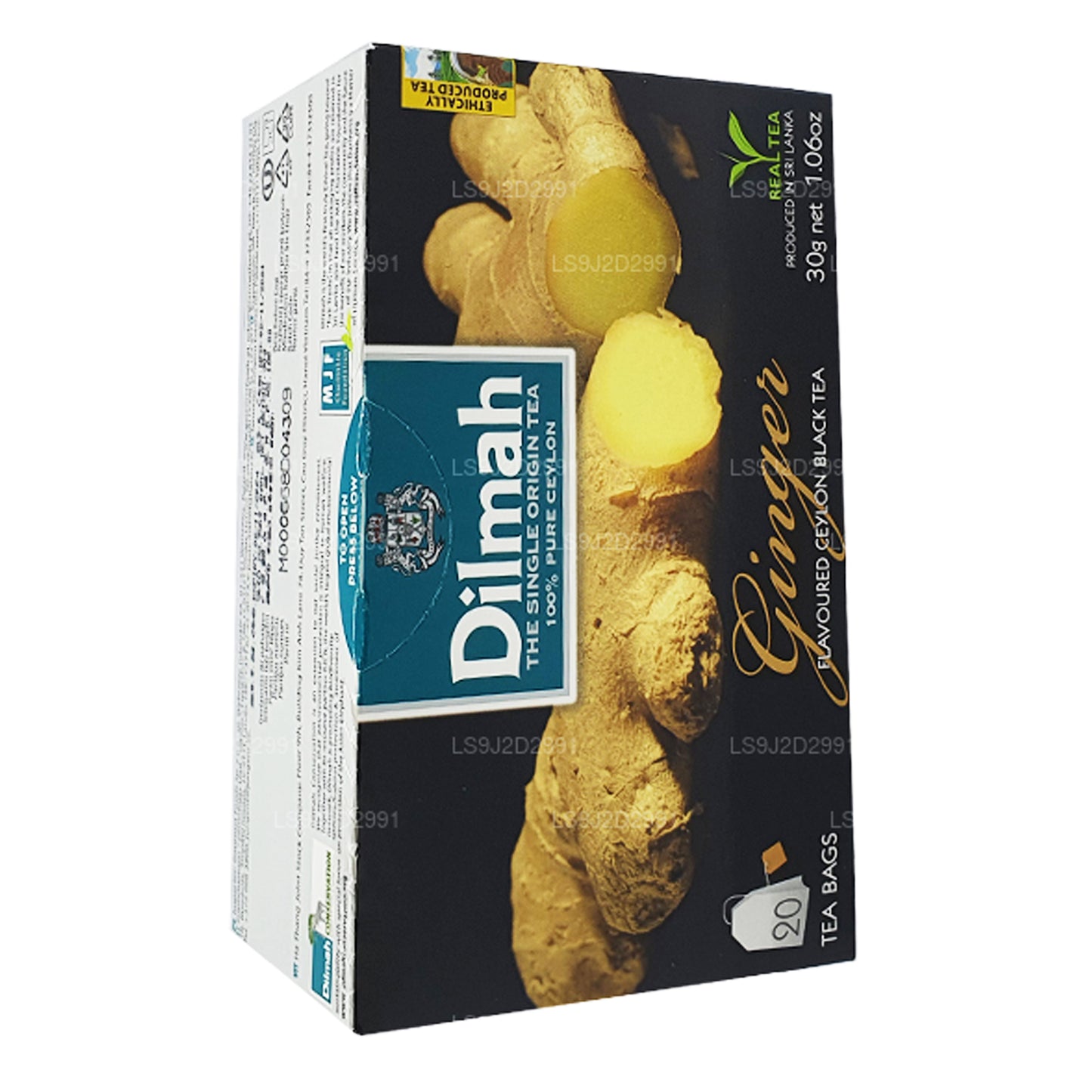 Dilmah ingveriga maitsestatud must tee (30g) 20 tee kotid