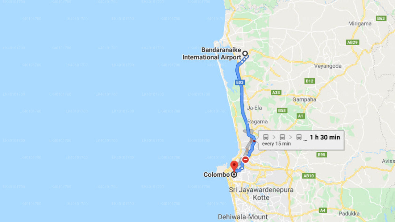 Colombo (CMB) lennujaam to Colombo City Private Transfer