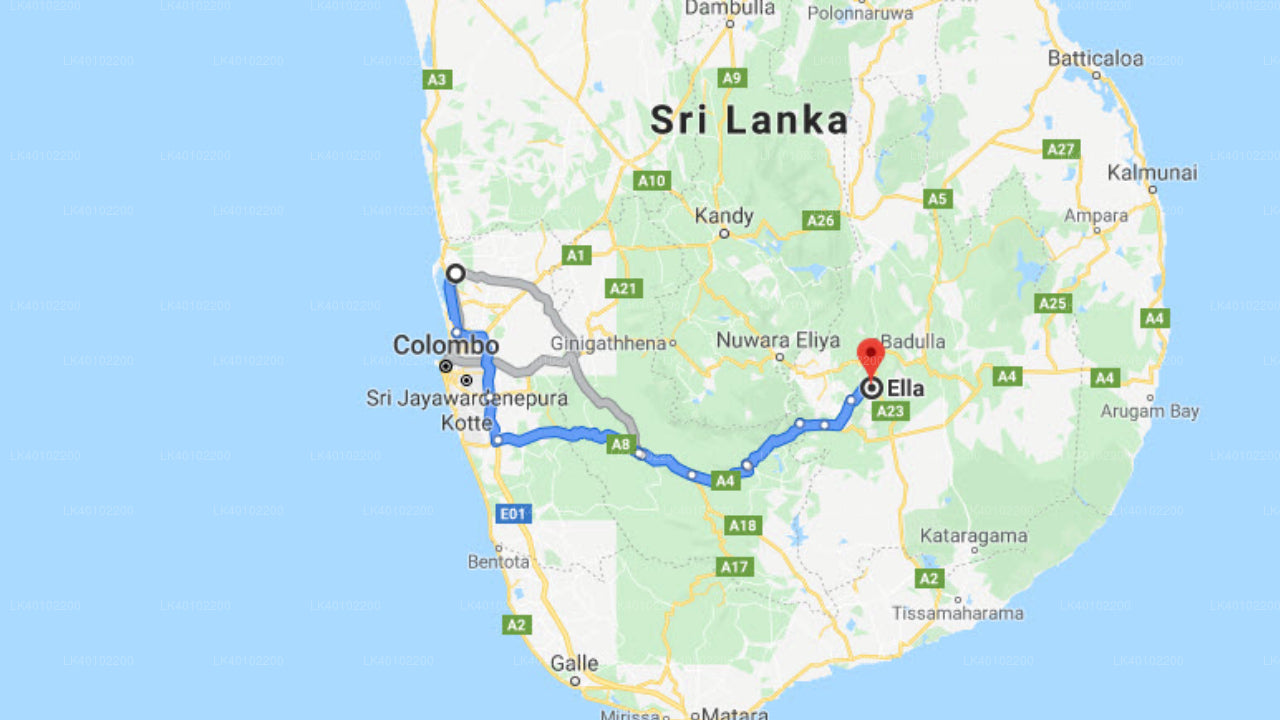 Colombo (CMB) lennujaam to Ella City Private Transfer