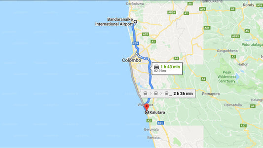 Transfer between Colombo Airport (CMB) and Royal Palms Beach Hotel, Kalutara