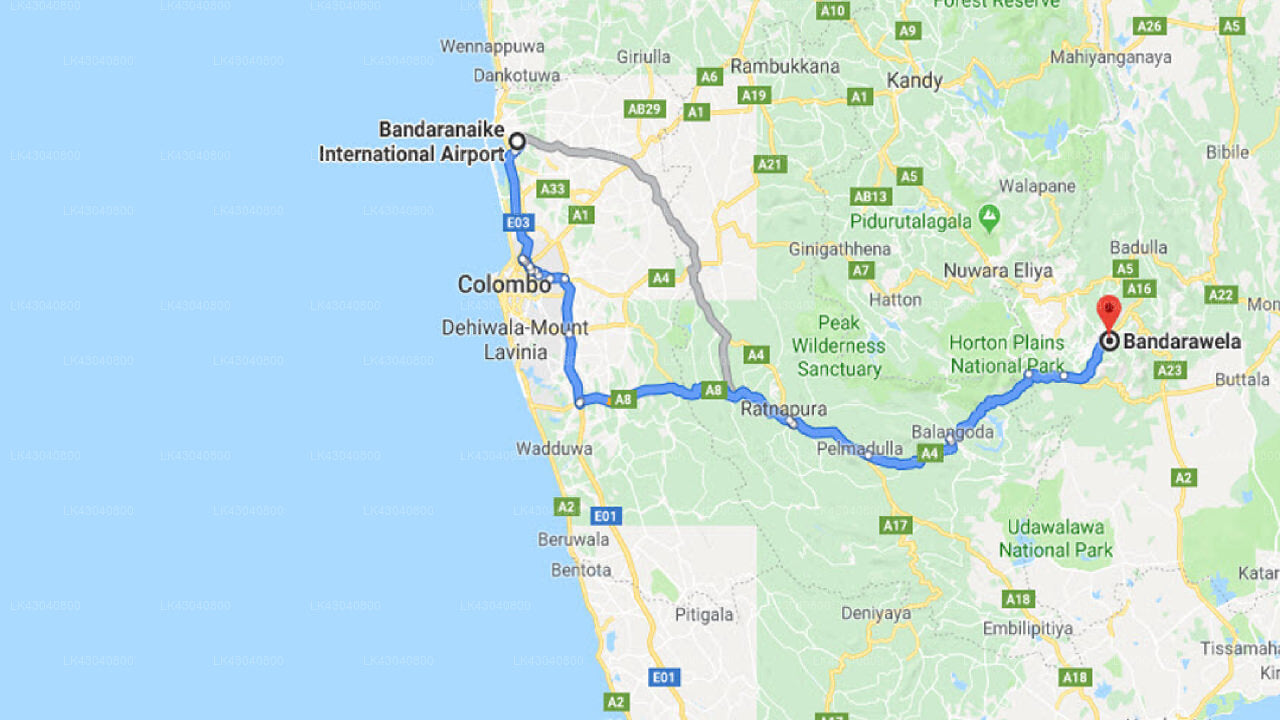 Transfer between Colombo Airport (CMB) and Cranford Villa, Bandarawela