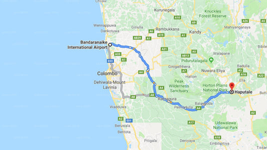 Transfer between Colombo Airport (CMB) and Holiday Bungalow Haputale, Haputale