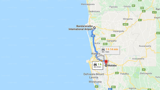 Transfer between Colombo Airport (CMB) and Dhico Exports, Malabe