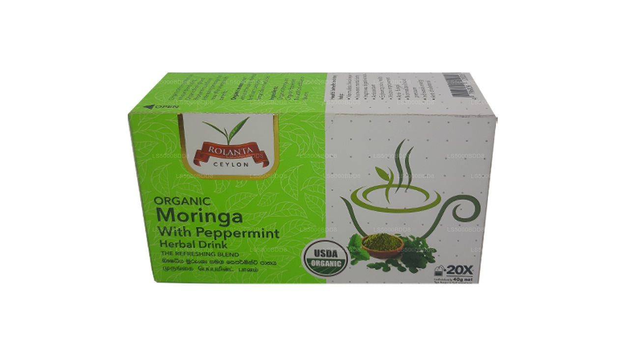 Rolanta Organic Moringa With Peppermint Herbal Drink (40g) 25 Tea Bag