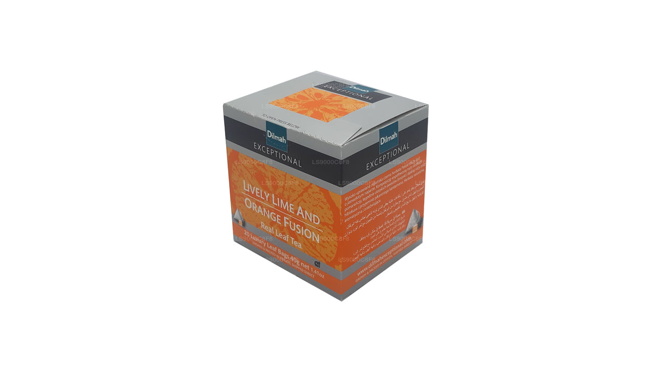Dilmah erakordne elav lubi ja oranž Fusion Real Leaf Tea (40g) 20 tee kotid