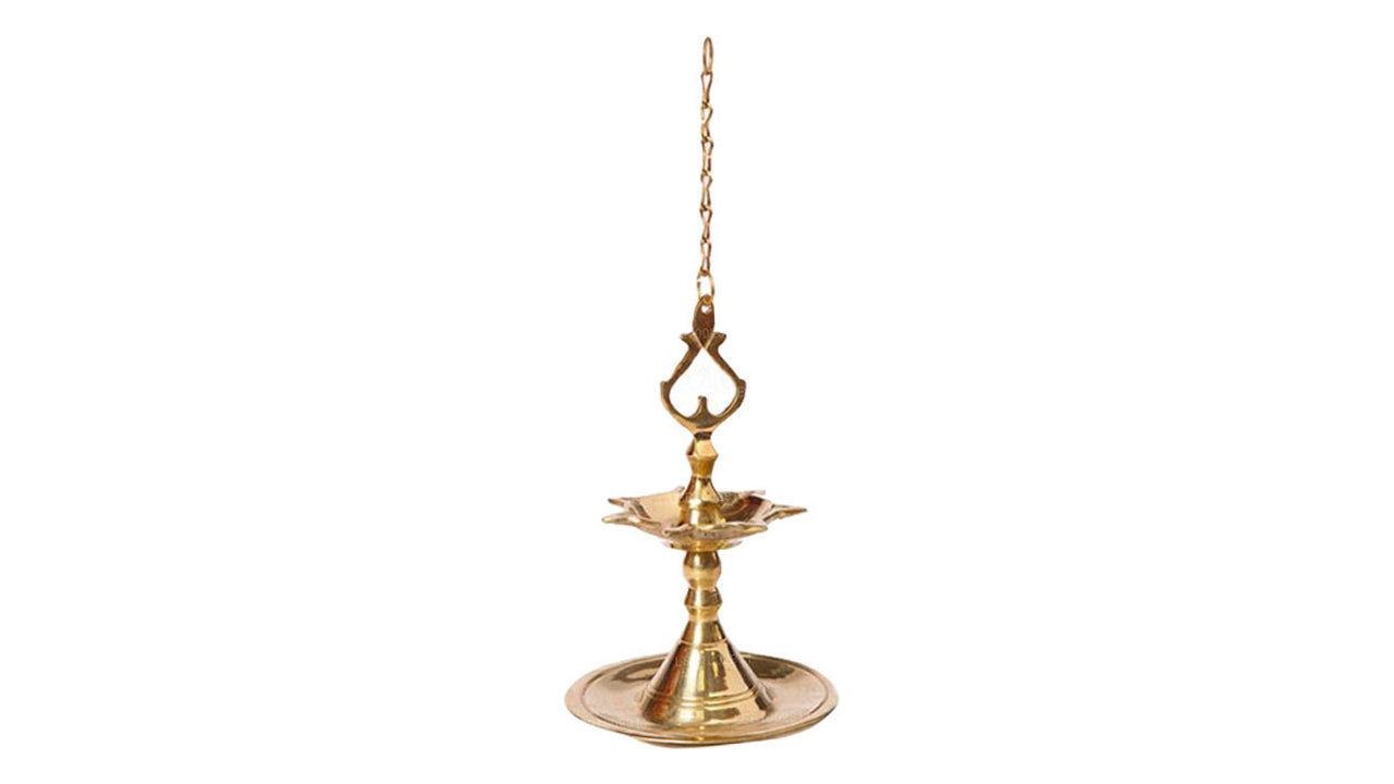 Sri Lankan Traditional Brass Hanging Oil Lamp (Design B)